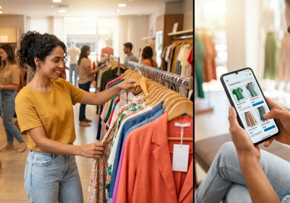 Comparativo entre compras online e físicas em magazines
